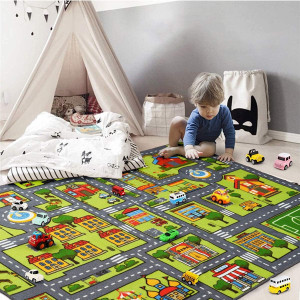 Zareas Kids Carpet Playmat Car Rug for Playroom, C...