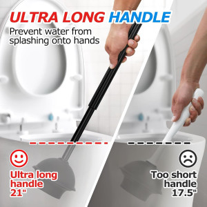 2 in 1 Toilet Plunger and Brush Set，Extended Hand...