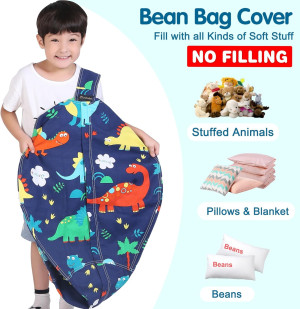 Lukeight Stuffed Animal Storage Bean Bag Chair Cov...