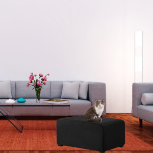 Ottoman Cover Rectangle,Stretch Velvet Ottoman Sli...