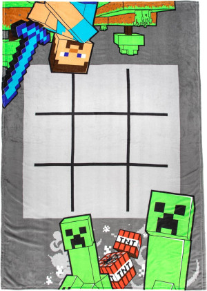 Minecraft Tic Tac Toe Game Blanket - 3 Piece Set I...