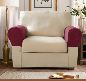 LINGXIYA Soft Stretch Plush Armrest Covers, Armres...