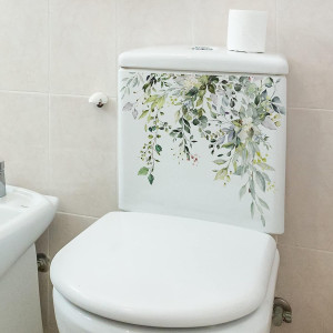 Green Plant Leaves Flowers Toilet Seat Lid Sticker...