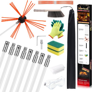 26 Feet Chimney Sweep Kit, Chrome Button Locking S...