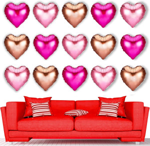 Upgraded Rose Gold and Red Heart Foil Balloons for...