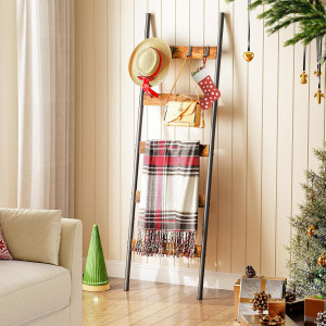 HOOBRO Blanket Ladder, 5-Tier Towel Rack with Hook...