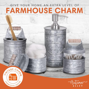 Autumn Alley Rustic Bathroom Accessories Set 4 - G...