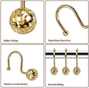 12Pcs Hollow Ball Shower Curtain Hooks Luxury Qual...