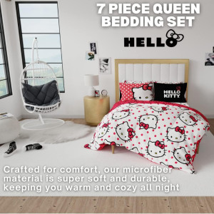 Franco Sanrio Hello Kitty Polka Dot Bedding 7 Piec...
