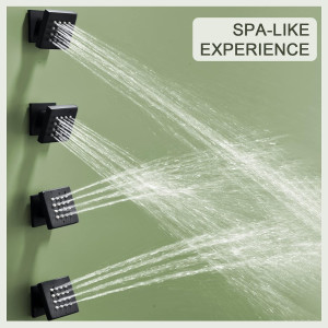 Shower Body Spray Jets, Matte Black Brass Square S...