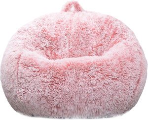 Fluffy Stuffed Animal Storage Bean Bag Chair Cover...