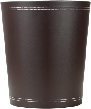 KINGFOM Classic Pu Leather Trash Can Wastebasket,...