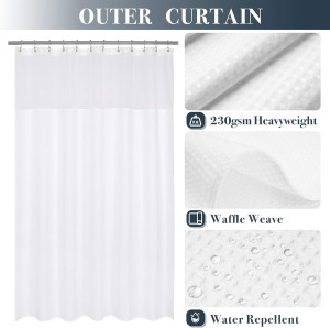N&Y HOME Waffle Weave Shower Curtain with Snap-in...