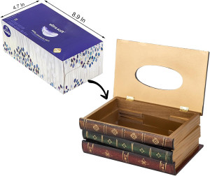 Crafted Classical Retro Wooden Antique Book Tissue...