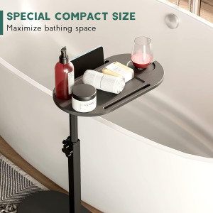 Bamboo Bathtub Tray Table with Adjustable Height,...