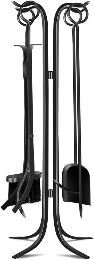 5 Pcs Fireplace Tools Sets 32" Heavy Duty Wrought...