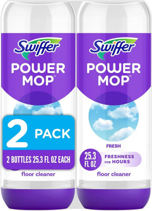 Swiffer PowerMop Floor Cleaning Solution with Fres...