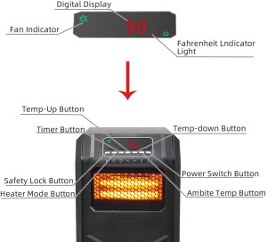 Electric Infrared Quartz Heater w/Remote Control,...