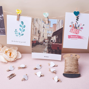 Pandahall 100pcs White Heart Clothespins Wooden Ph...