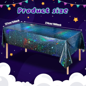 3Pcs Iridescent Space Tablecloths, Disposable Plas...