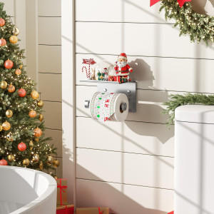 Tindbea Toilet Paper Holder with Phone Shelf, Adhe...