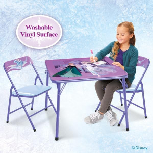 Disney Frozen Kids Folding Table & Chairs Set for...