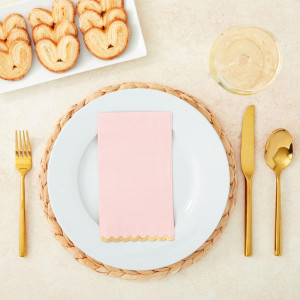50 Pack Pink Paper Dinner Napkins with Gold Foil S...