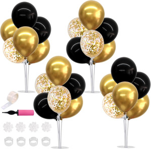TONIFUL 4 Set Black Gold Balloon Centerpieces for...