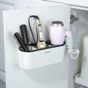 Hair Dryer Holder - White Tool Organizer Blow Cabi...