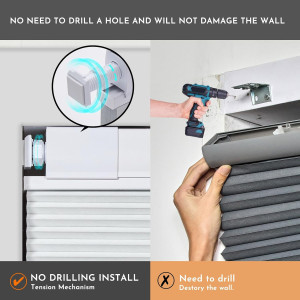 No Drill No Tools Cellular Shades for Windows, Top...