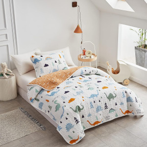 Joyreap 2-Piece Cotton Quilt Set Twin, Cute Dinosa...