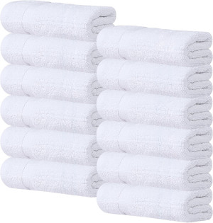 Wealuxe White Hand Towels for Bathroom [12 Pack] C...