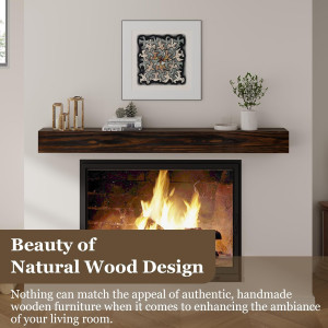 Fireplace Mantel | 60" W Wood Floating Shelves | H...