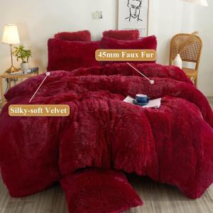 XeGe Cozy Plush Shaggy Duvet Cover, 1PC Faux Fur F...