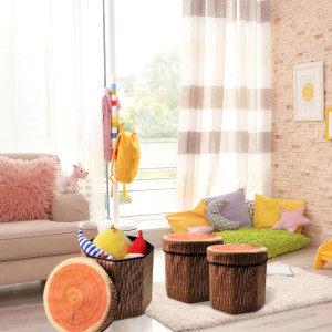 CHEFAN Fruit Storage Stool Ottoman,Tree Stump Stoo...