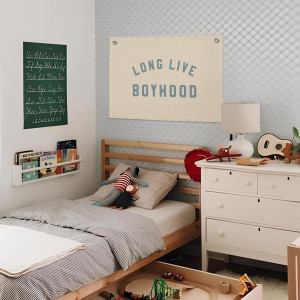 Long Live Boyhood Banner, Boys Room Decor, Linen B...