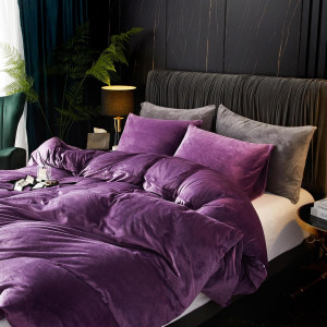 Ivellow Velvet Duvet Cover Queen Purple Velvet Que...