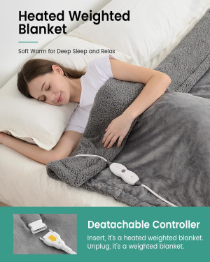 immtree Heated Weighted Blanket for Adults, Sherpa...