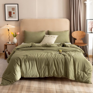ROSGONIA Queen Comforter Set Olive Green, 3pcs Bed...