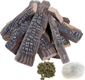 Ceramic Logs for Gas Fireplace, 10 Pack Vented Fau...