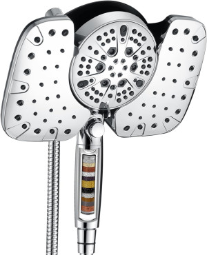 2-in-1 Shower Heads with Handheld Spray Combo: 9.8” Rainfall Shower Head & Hand Held Shower Head, 10 Spray Settings Detachable Shower Head with ON/OFF Switch and 15-Stage Filter