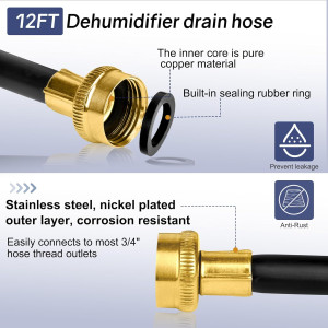 Dehumidifier Drain Hose 3/4 Inch FHT Connection,12...
