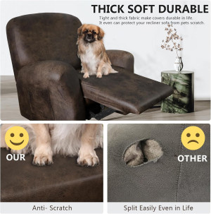 Leather Like Recliner Chair Covers Heavy Duty, 4 P...