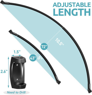 Curved Shower Curtain Rod 43-72 Inches Adjustable,...