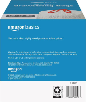 Amazon Basics Trash Bags, Tall Kitchen Drawstring,...