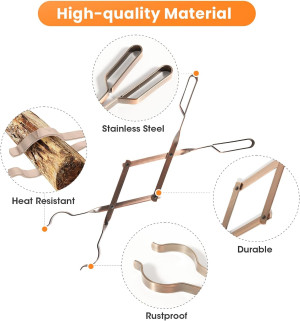 Uten Fireplace Tongs, 26" Fire Pit Accessories Fir...