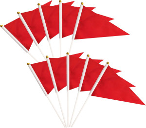 25 Pack Red Pennant Flags Small Mini Hand Held Sol...