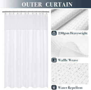 N&Y HOME Waffle Weave Shower Curtain with Snap-in...