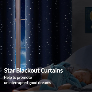 BGment Navy Star Blackout Curtains for Kid's Bedro...