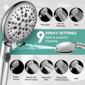 Cobbe High Pressure 9 Functions Shower Head with h...